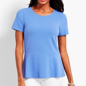 Talbots Small Blue Crewneck Peplum Top